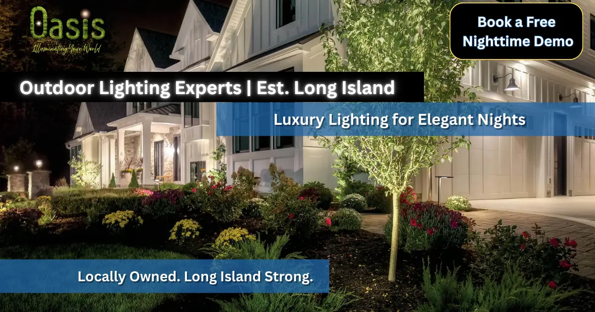Cover Image for Landscape Lighting Installation in Huntington NY: Night Demo, Pathway Lighting & Uplighting Ideas