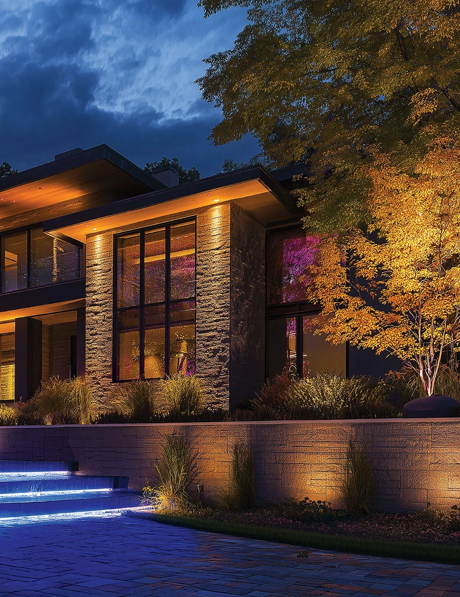 WAC path lighting fixtures installed along a walkway